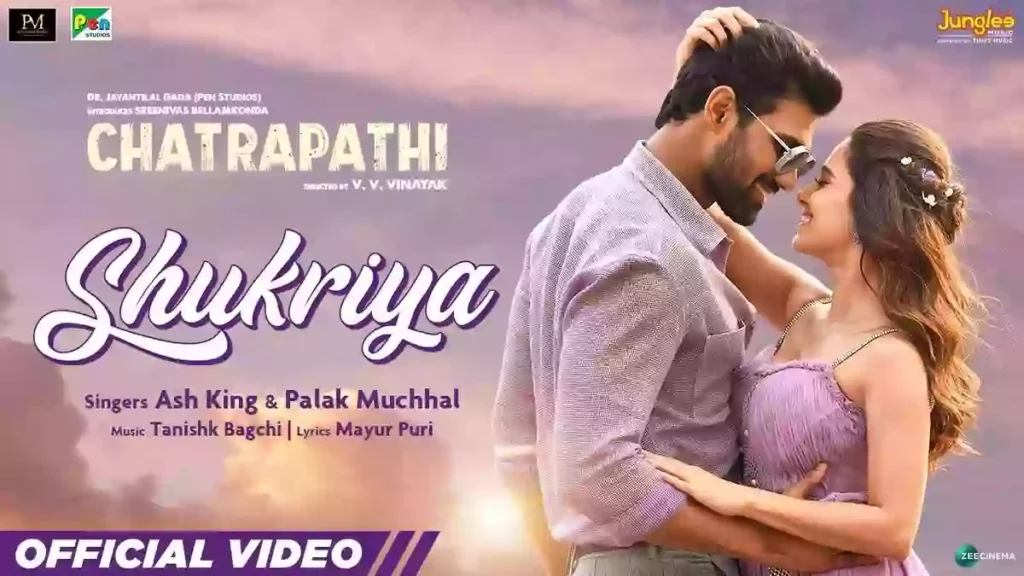 Shukriya Lyrics - Palak Muchhal | Chatrapathi